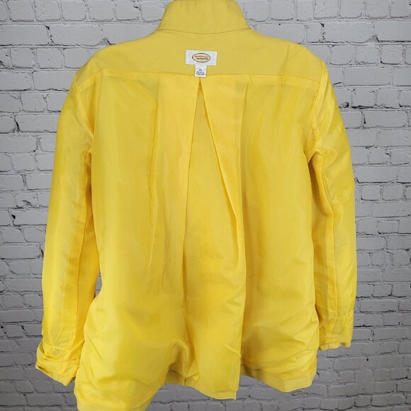 Talbots Yellow 100% Cotton Buttoned Pleated Back Pockets Lined Jacket Size 14 - Picture 10 of 16